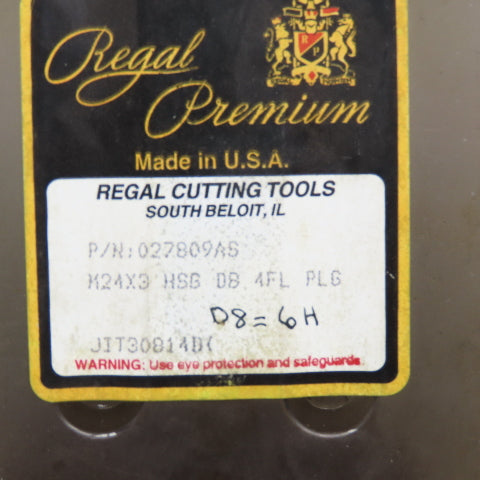 Regal Cutting Tools 027809AS M24 x 3.0 Metric Plug Tap 4 Flute D8 HSG