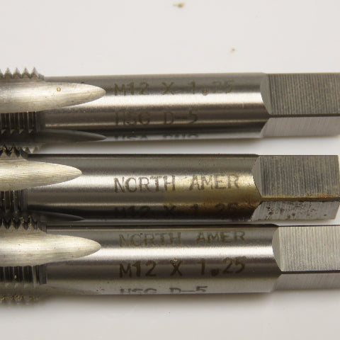 North American M12 x 1.25 Metric 4 Flute Straight Plug Tap Lot Of 3