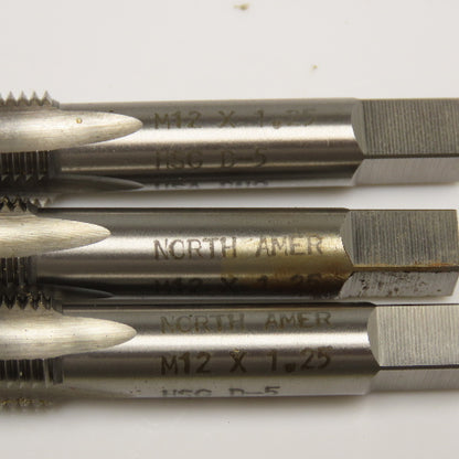 North American M12 x 1.25 Metric 4 Flute Straight Plug Tap Lot Of 3