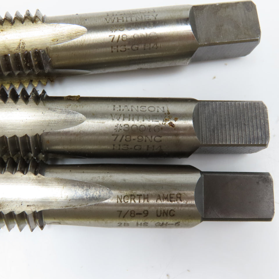 Hanson 7/8"-9 NC HS GH4 4 Flute Plug Tap Used Lot Of 3