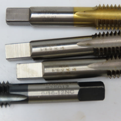 9/16"-12 Plug Tap 4 Flute Mixed USA Manufacturers Lot Of 4