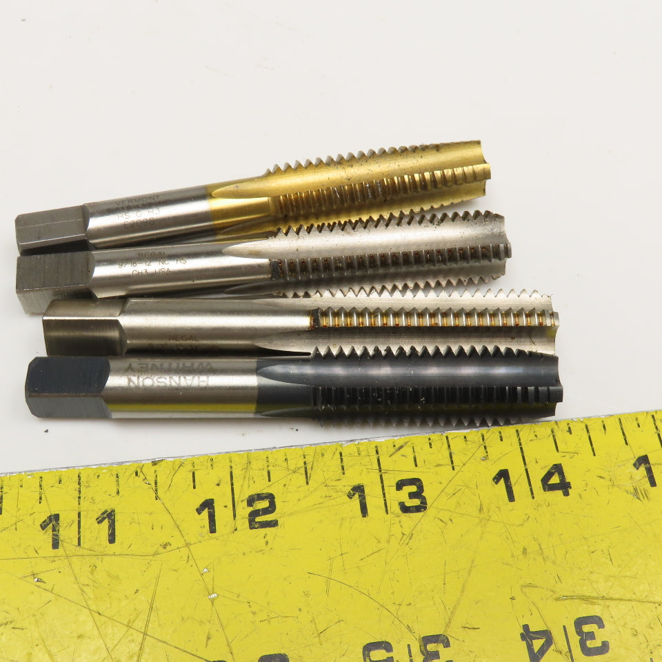 9/16"-12 Plug Tap 4 Flute Mixed USA Manufacturers Lot Of 4