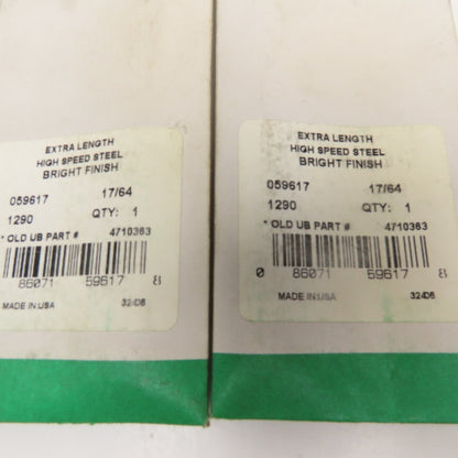 PTD Extra Length HSS Brite Finish Drill Bits 17/64" x 12" Lot Of 2