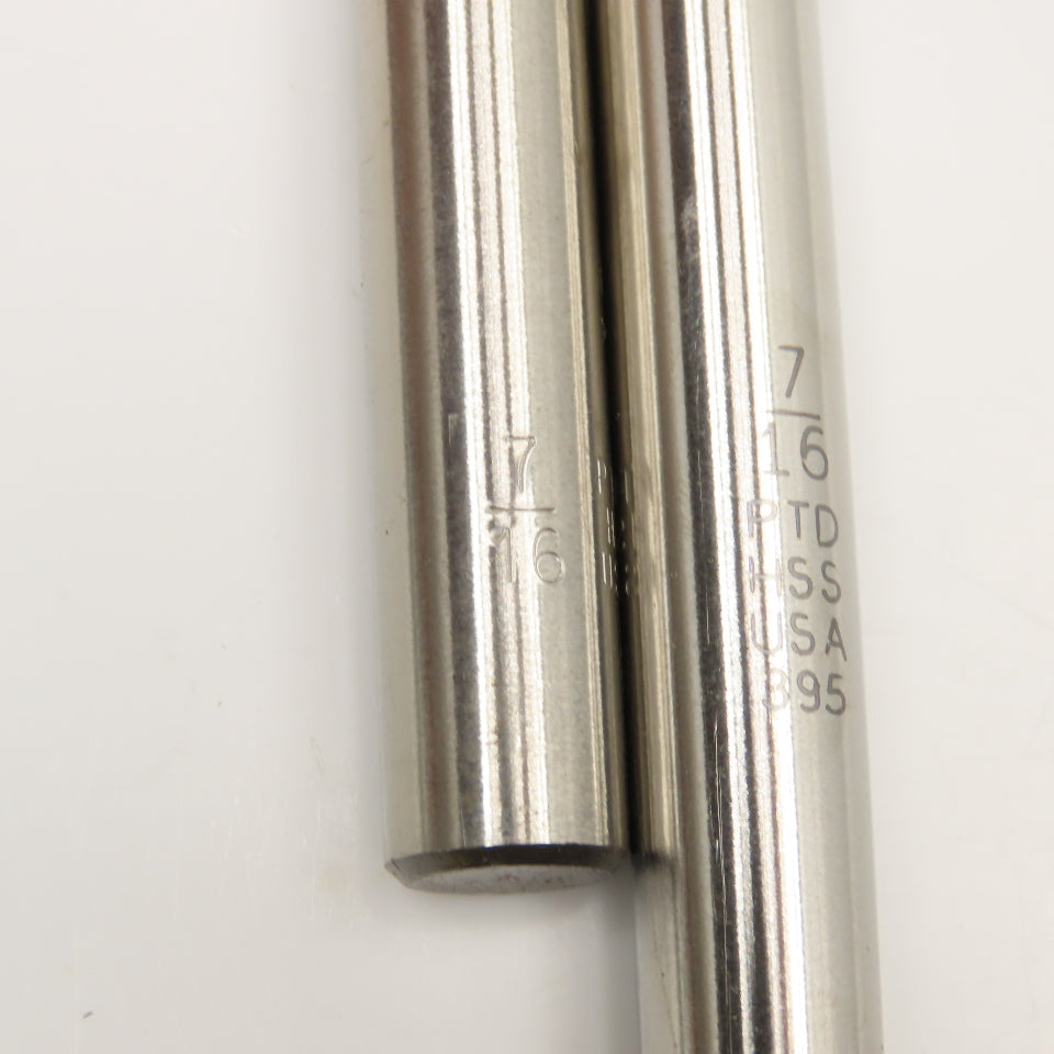 PTD Extra Length HSS Brite Finish Drill Bits 7/16" x 12" Lot Of 2