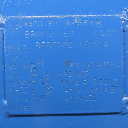 Brunner Eng. 80 Gallon Horizontal Compressed Air Receiver Storage Tank 200PSI