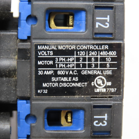 Kraus & Naimer KF32 600V 30A 10Hp Max Manual Motor Controller