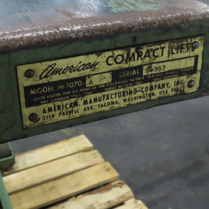 American Compact Lift M-1070-A 1000Lbs 42" x 24" Lift Table 7"-43" Lift 115V 1Ph