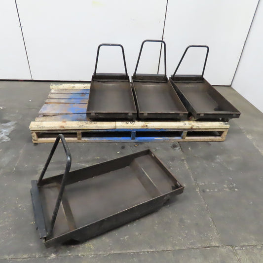 36" x 18" x 7" Tall Rolling Under Machine Chip Scrap Slug Oil Catch Pan Lot Of 4