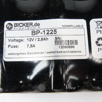Bicker BP-1225 12 Volt Nonspillable Battery Pack 24VDC Unit 7.5A