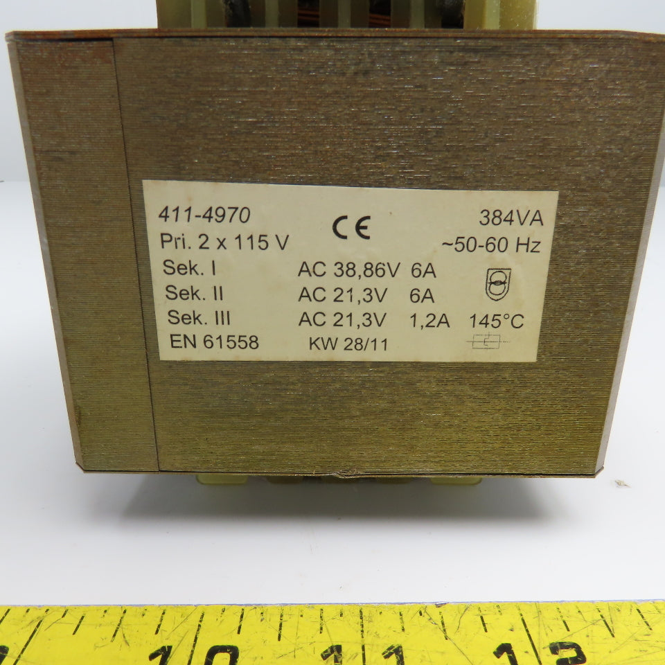 411-4970 115V Pri 384VA Transformer 38.86V/21.3V Sec. 28/11KW