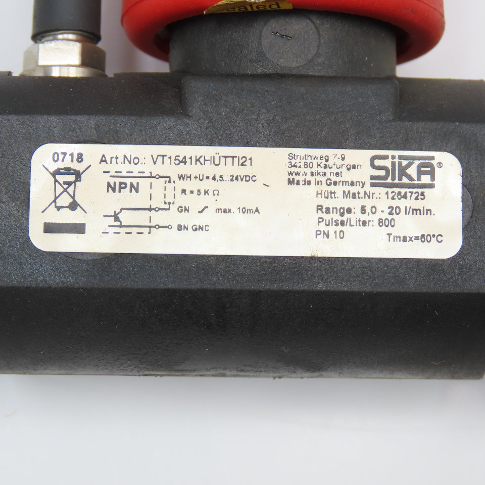 Sika VT1541KHUTTI21 5.2-20L/Min Flow Meter 800 Pulse/Liter 12mm Push To Connect