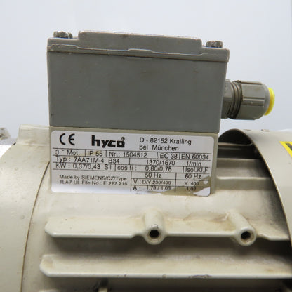 Hyco 7AA71M-4 0.37/1.43kW 460VY 50/60Hz Vacuum Pump G1/8 Ports