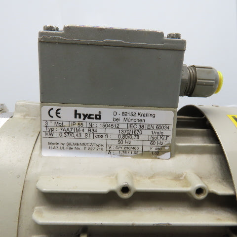 Hyco 7AA71M-4 0.37/1.43kW 460VY 50/60Hz Vacuum Pump G1/8 Ports