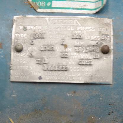 Verson Type OGX 1/2Hp 1740RPM 440V 3Ph Cast Iron AC Motor