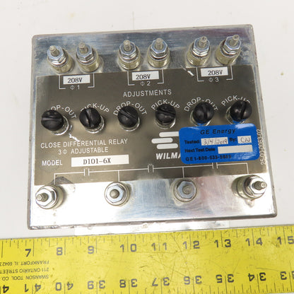 Wilmar D101-6X Close Differential Relay 3Ph Adjustable 208V