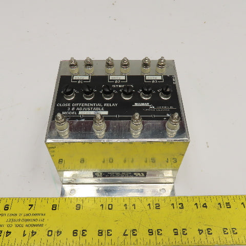 Wilmar D101-6X Close Differential Relay 3Ph Adjustable 208V