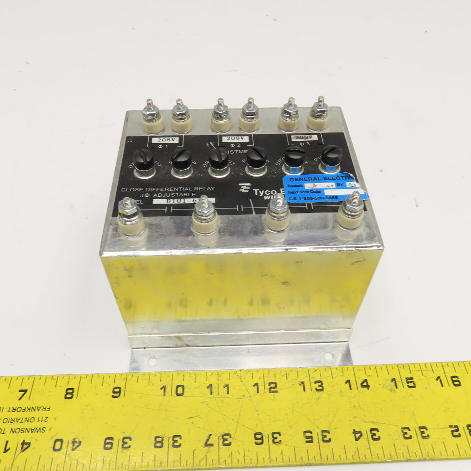 Tyco D101-6X Close Differential Relay 3Ph Adjustable 208V