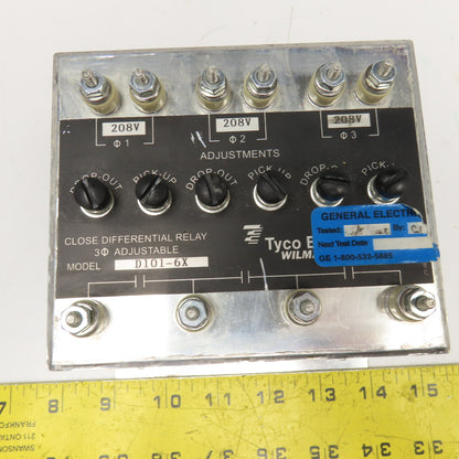 Tyco D101-6X Close Differential Relay 3Ph Adjustable 208V