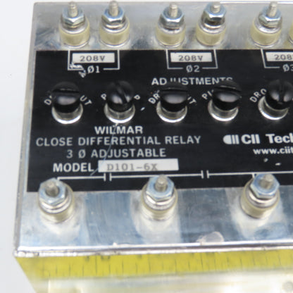 CII Tech Wilmer D101-6X Close Differential Relay 3Ph Adjustable 208V