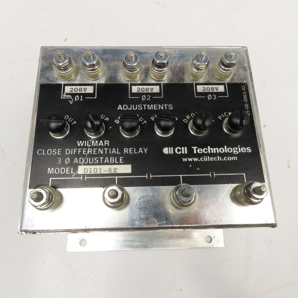 CII Tech Wilmer D101-6X Close Differential Relay 3Ph Adjustable 208V
