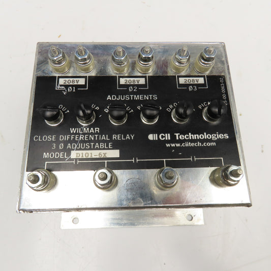 CII Tech Wilmer D101-6X Close Differential Relay 3Ph Adjustable 208V