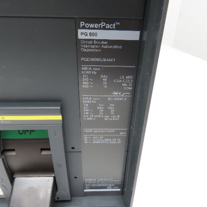 Schneider PGD36080U64AE1 PG800 600V 800A 3Pole Micrologic Circuit Breaker NIB