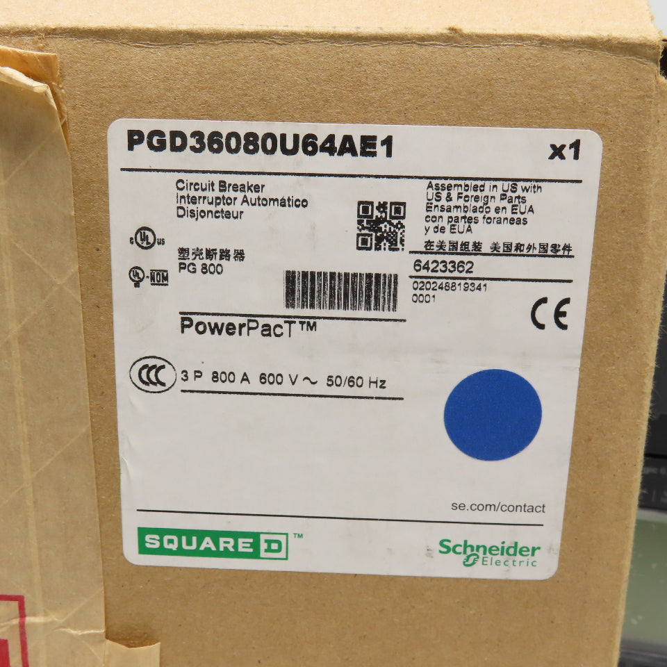 Schneider PGD36080U64AE1 PG800 600V 800A 3Pole Micrologic Circuit Breaker NIB