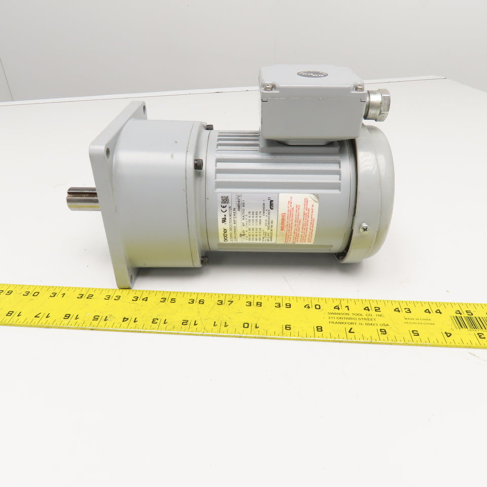 Brother G3K22N80-MF2AEN 80:1 Ratio Gear Motor 1/4Hp 200-460V 50/60Hz 3Ph