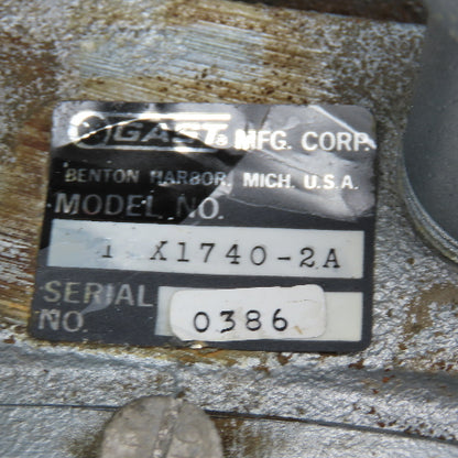 Gast 11X1740-2A Belt Driven Vacuum Pump 1" NPT Ports