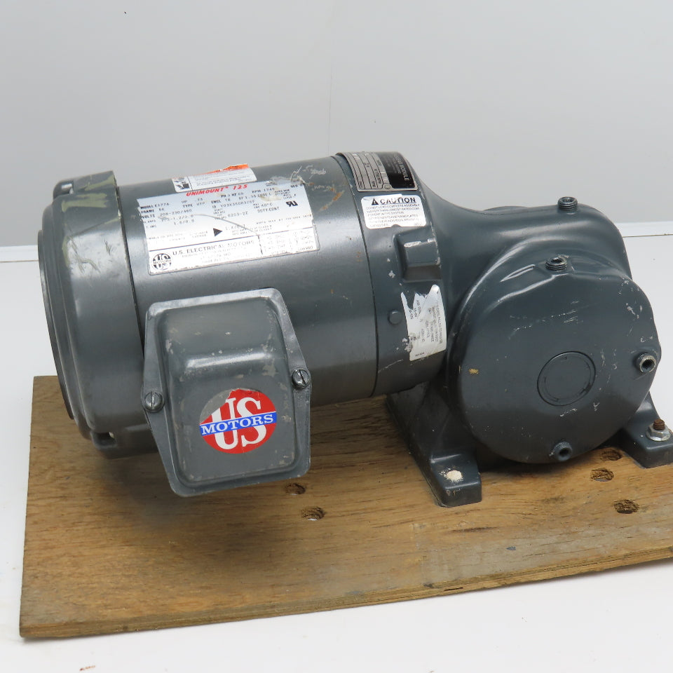 US Motors Type CWP 31:1 Ratio 56RPM Output Gear Motor 208-230/460V .33Hp