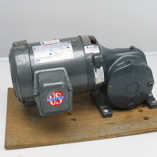 US Motors Type CWP 31:1 Ratio 56RPM Output Gear Motor 208-230/460V .33Hp