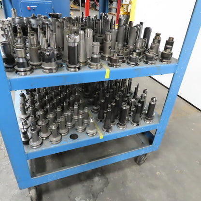 Huge Lot BT40 CAT 40 Tool Holders Quick Change Heat Shrink 656Pcs. & Cart