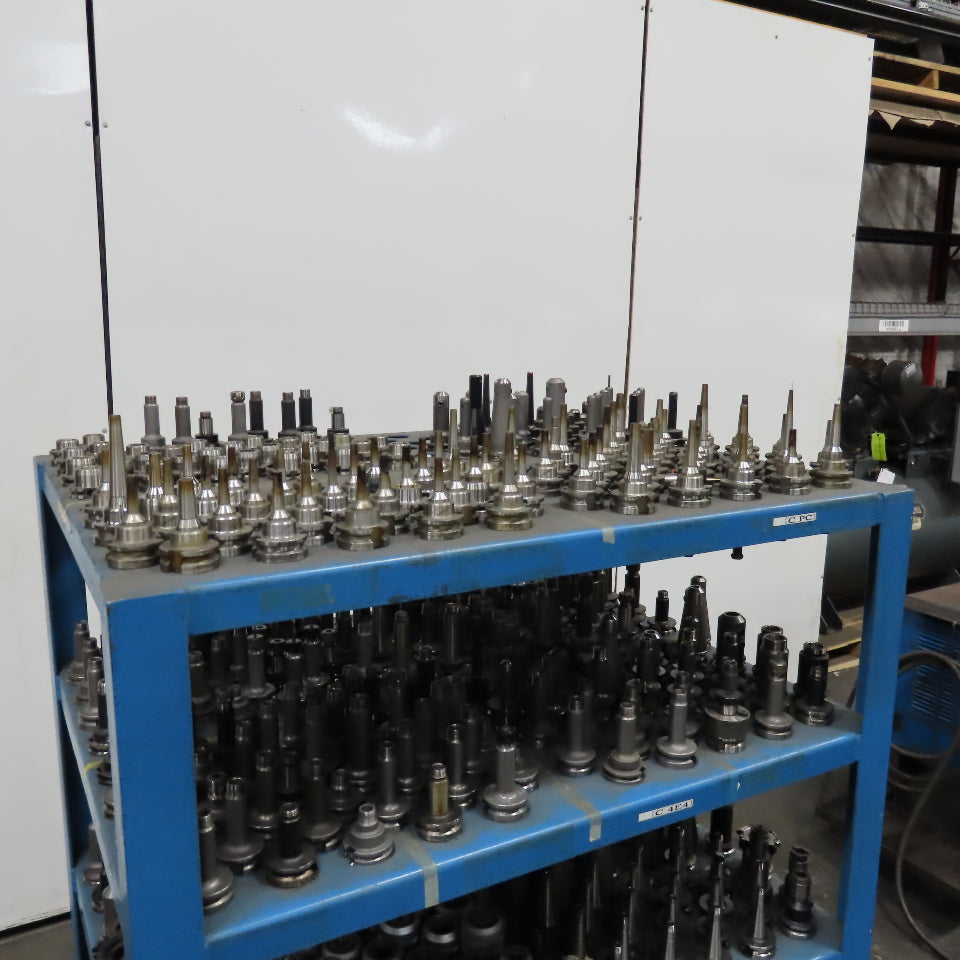 Huge Lot BT40 CAT 40 Tool Holders Quick Change Heat Shrink 656Pcs. & Cart