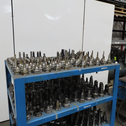 Huge Lot BT40 CAT 40 Tool Holders Quick Change Heat Shrink 656Pcs. & Cart