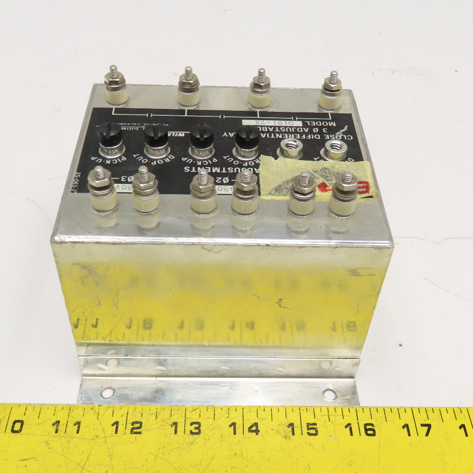 Wilmer D101-7X Close Differential Relay 3Ph Adjustable 208V Parts/Repair