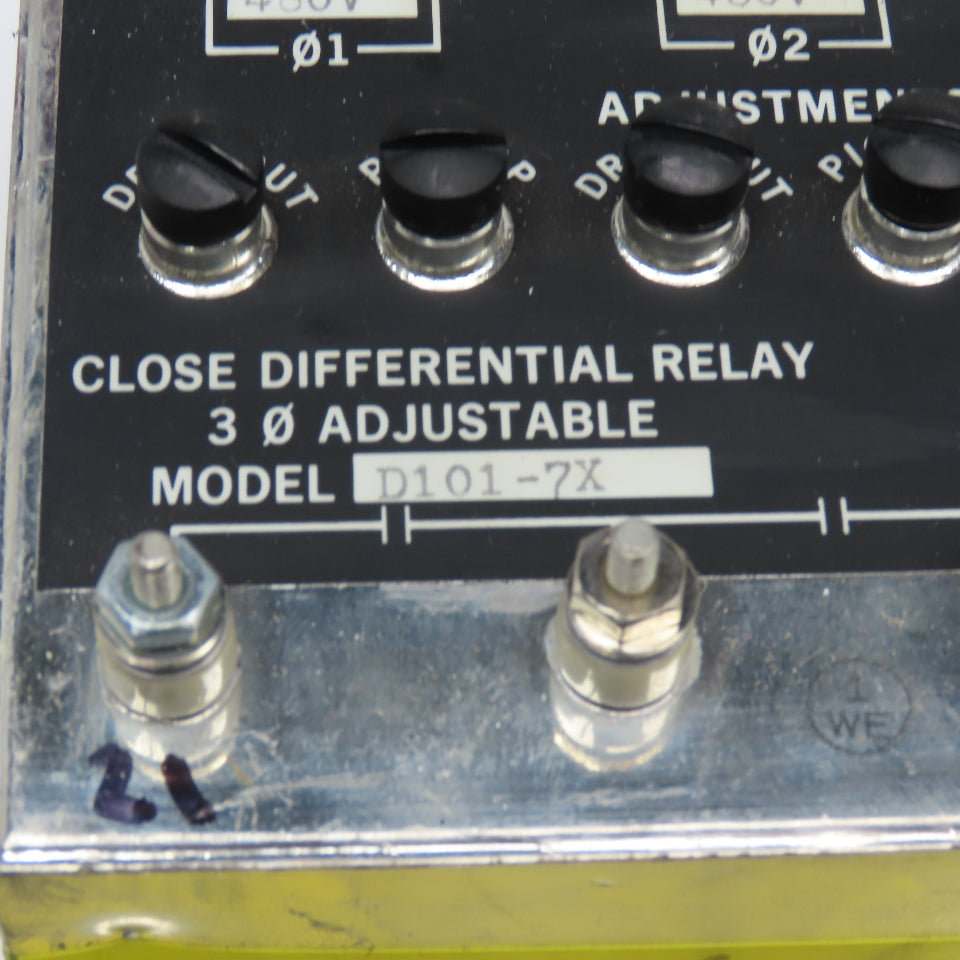 Wilmer D101-7X Close Differential Relay 3Ph Adjustable 208V Parts/Repair