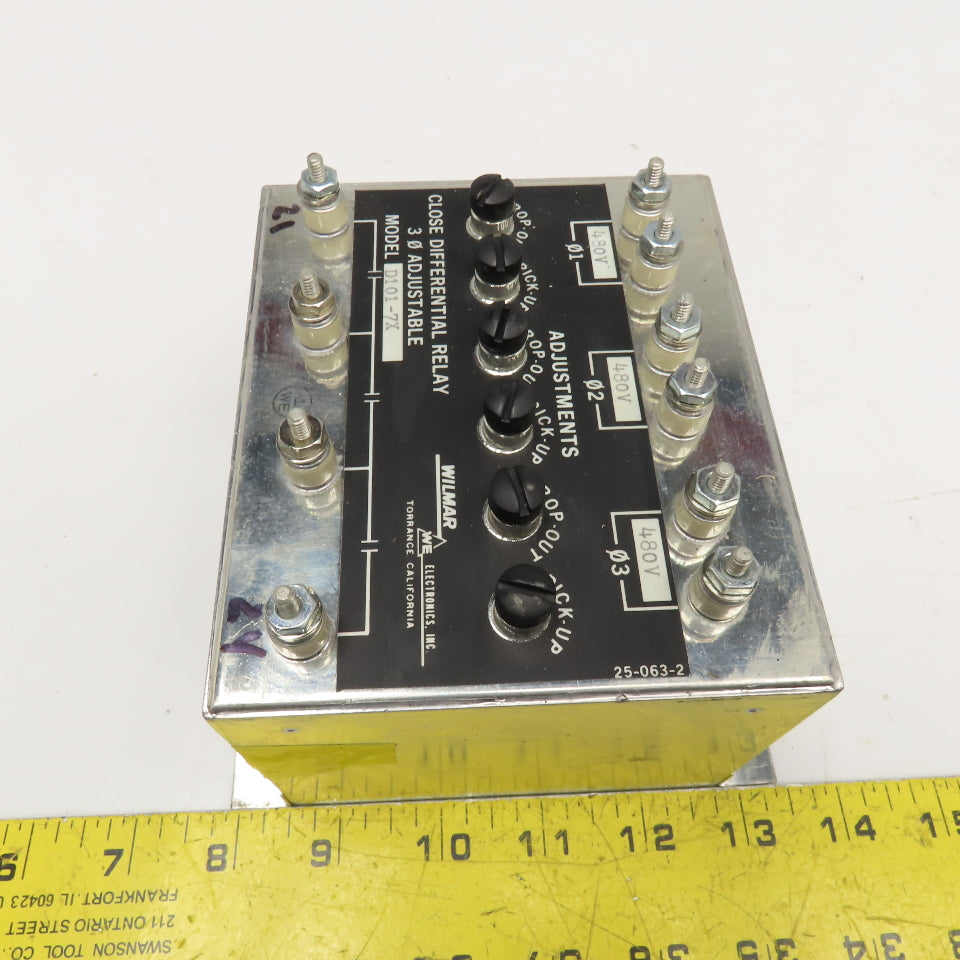 Wilmer D101-7X Close Differential Relay 3Ph Adjustable 208V Parts/Repair