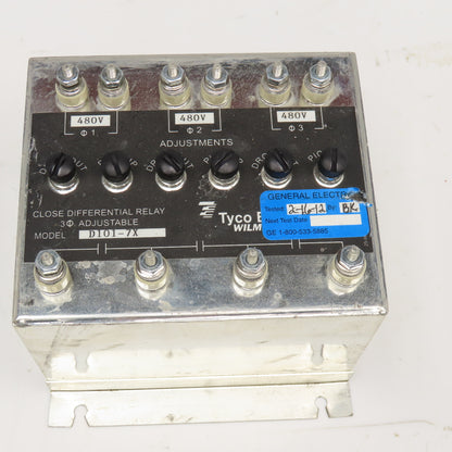 Wilmer D101-7X Close Differential Relay 3Ph Adjustable 208V