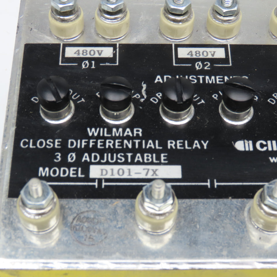 Wilmer CII Tech. D101-7X Close Differential Relay 3Ph Adjustable 208V