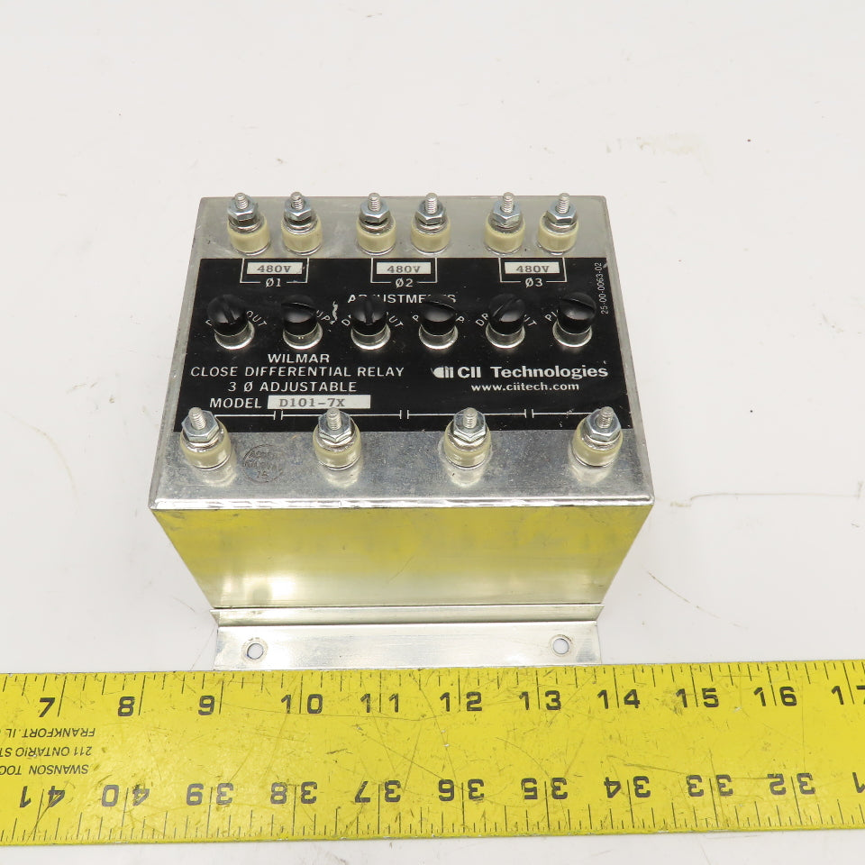 Wilmer CII Tech. D101-7X Close Differential Relay 3Ph Adjustable 208V