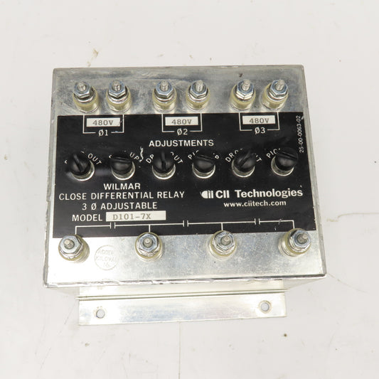 Wilmer CII Tech. D101-7X Close Differential Relay 3Ph Adjustable 208V