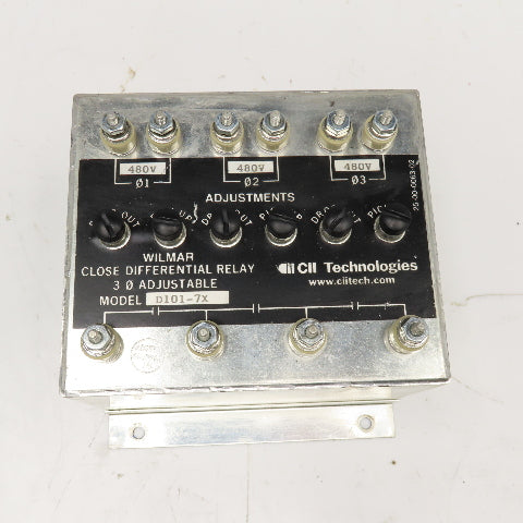 Wilmer CII Tech. D101-7X Close Differential Relay 3Ph Adjustable 208V