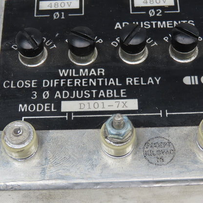 Wilmer CII Tech. D101-7X Close Differential Relay 3Ph Adjustable 208V Parts