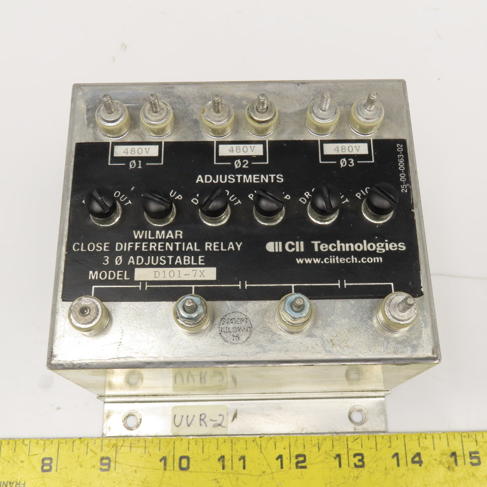 Wilmer CII Tech. D101-7X Close Differential Relay 3Ph Adjustable 208V Parts