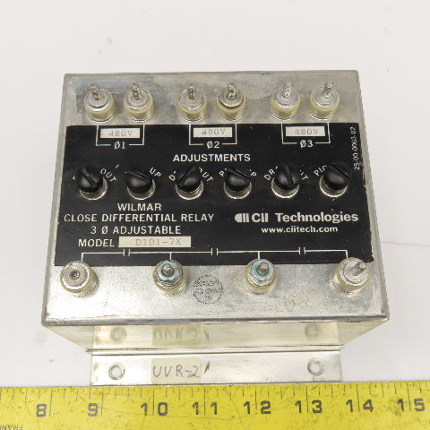 Wilmer CII Tech. D101-7X Close Differential Relay 3Ph Adjustable 208V Parts