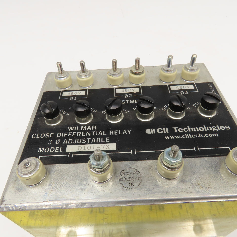 Wilmer CII Tech. D101-7X Close Differential Relay 3Ph Adjustable 208V Parts