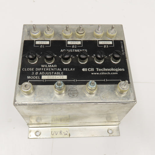 Wilmer CII Tech. D101-7X Close Differential Relay 3Ph Adjustable 208V Parts