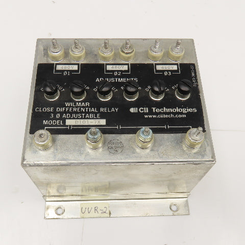 Wilmer CII Tech. D101-7X Close Differential Relay 3Ph Adjustable 208V Parts