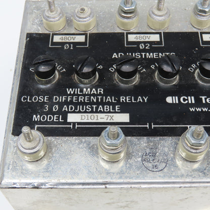 Wilmer CII Tech. D101-7X Close Differential Relay 3Ph Adjustable 208V Parts