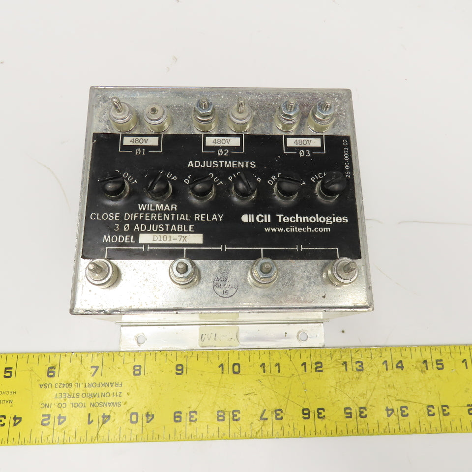 Wilmer CII Tech. D101-7X Close Differential Relay 3Ph Adjustable 208V Parts